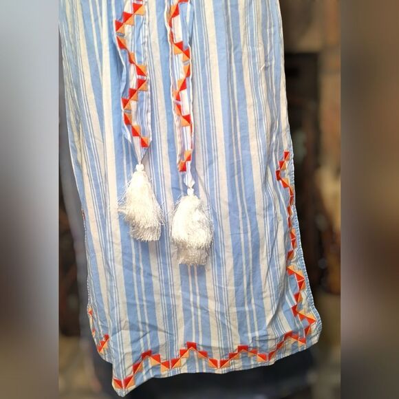 *SOLD* Marie Oliver Darcy Off Shoulder Tie Waist Side Split Stripe Dress XS - Picture 8 of 16